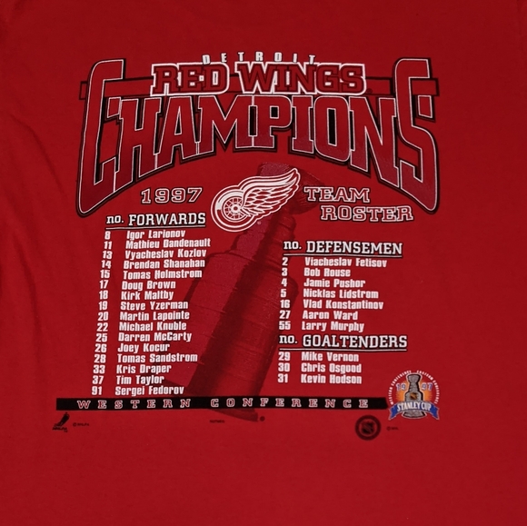 1997 Detroit Red Wings Double Sided print T-shirt - Picture 4 of 5